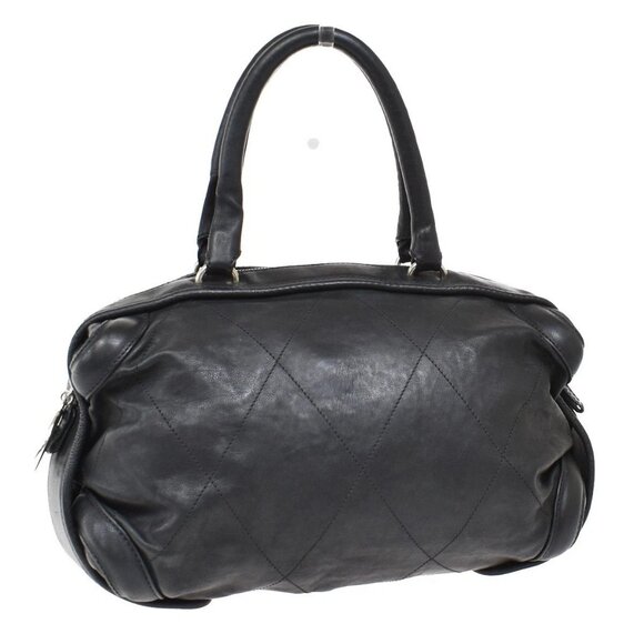 CHANEL CC Logo Quilted Stitch Hand Tote Bag Leather Black SHW Italy 50RL363 - Picture 1 of 15